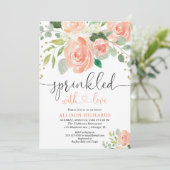 Meisje baby sprinkle bloemenversiering waterverven kaart (Staand voorkant)