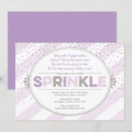 Meisje baby sprinkle nodigt paarse zilveren glitte kaart