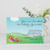 Meisje Baby Sprinkle uitnodiging, bloemen en regen Kaart (Staand voorkant)