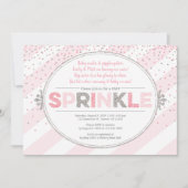 Meisje baby strooi uitnodiging roze zilveren uitno (Voorkant)