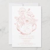 Meisje Baby Tea Party Douche  Roze Bloemen Kaart (Voorkant)