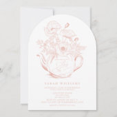 Meisje Baby Tea Party Douche  Roze Bloemen Kaart (Voorkant)