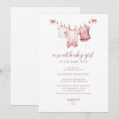 Meisje BabyClothes Clothesline Baby shower Kaart (Voorkant / Achterkant)