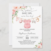 Meisje Babykleding Baby shower Uitnodiging Een lie (Voorkant)