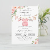 Meisje Babykleding Baby shower Uitnodiging Een lie (Staand voorkant)