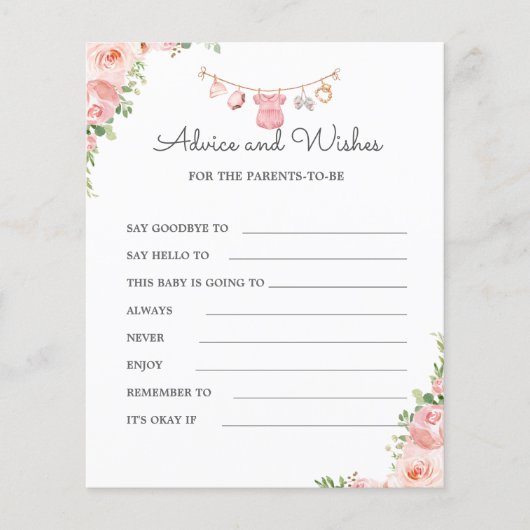 Meisje Babykleding douche Advies en wensen (Voorkant)