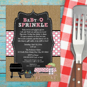Meisje BabyQ Sprinkle, BBQ Baby shower, BABY Q Kaart