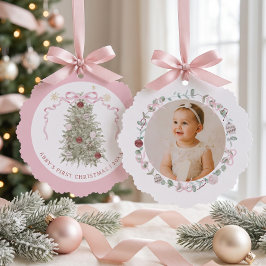 Meisje Baby's Eerste Kerst Foto Ornament Kaart
