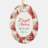 Meisje Baby's Eerste Kerstboom Roze & Rood Foto Keramisch Ornament (Achterkant)