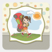 Meisje Backpacken Stickers (Voorkant)