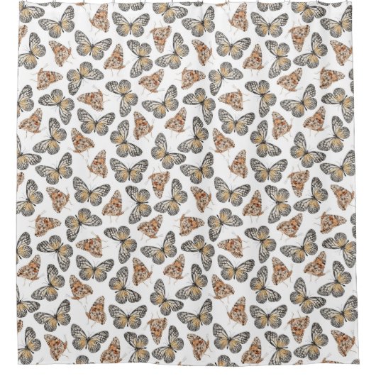 Meisje Badkamer Decor, Monarch Butterfly Douchegordijn (Voorkant)