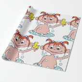 Meisje Badtijd Fun met Rubber Eend en Bubbels Cadeaupapier (Uitgerold)