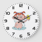 Meisje Badtijd Fun met Rubber Eend en Bubbels Grote Klok (Voorkant)