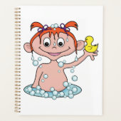 Meisje Badtijd Fun met Rubber Eend en Bubbels Planner (Voorkant)