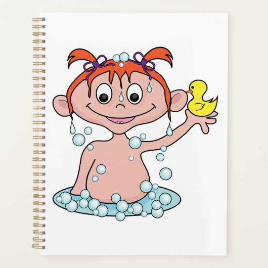 Meisje Badtijd Fun met Rubber Eend en Bubbels Planner (Voorkant)