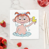 Meisje Badtijd Fun met Rubber Eend en Bubbels Servet (Insitu)