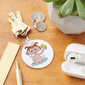 Meisje Badtijd Fun met Rubber Eend en Bubbels Sleutelhanger