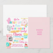 Meisje bakken / foto's bakken op verjaardagsuitnod kaart (Voorkant / Achterkant)