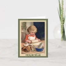 Meisje bakken koekjes met recept kerst Kaart