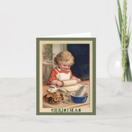 Meisje bakken koekjes met recept kerst Kaart