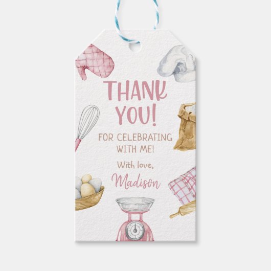 Meisje Bakken Koken 1e Verjaardagsfeest Cadeaulabel (Voorkant)