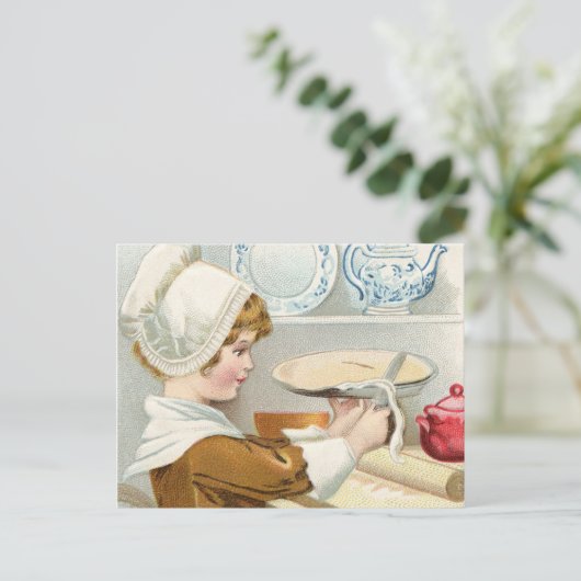 MEISJE BAKTAART BRIEFKAART (Staand voorkant)