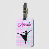 Meisje Ballerina Ballroom Dance Plaid Pastel Bagagelabel (Voorkant (verticaal))