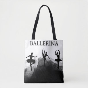 Meisje Ballerina Dance Ballet Schoenen Zwart Wit Tote Bag