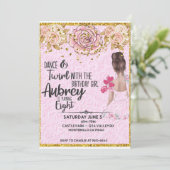 Meisje Ballerina verjaardagsuitnodiging Kaart (Staand voorkant)