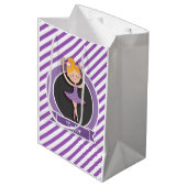 Meisje balletdanseres; Ballerina; Paarse & Wit Medium Cadeauzakje (Voorkant Gekanteld)