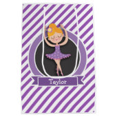 Meisje balletdanseres; Ballerina; Paarse & Wit Medium Cadeauzakje (Achterkant)