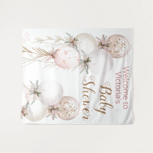 Meisje Ballon Baby Shower Achtergrond Wandkleed (Voorkant (horizontaal))