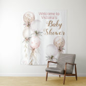 Meisje Ballon Baby Shower Achtergrond Wandkleed (In situ)