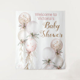 Meisje Ballon Baby Shower Achtergrond Wandkleed