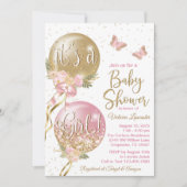 Meisje ballon Baby shower Kaart (Voorkant)