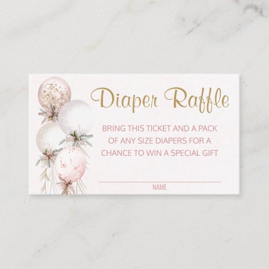 Meisje Ballon Luier Raffle Tickets (Voorkant)