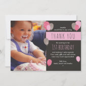 Meisje ballon verjaardag bedankkaart (Voorkant)