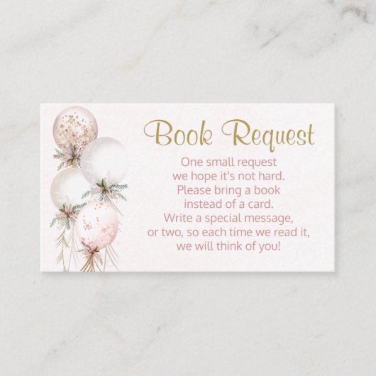 Meisje Balloon Boek Aanvraag Kaart Visitekaartje (Voorkant)