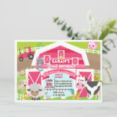 Meisje barnyard uitnodiging - Boerderij Verjaardag (Staand voorkant)