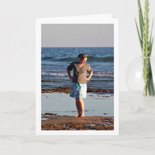 Meisje Barvoets op Strand Kaart (Voorkant)