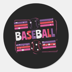 Meisje Baseball Word Art Ronde Sticker