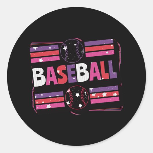 Meisje Baseball Word Art Ronde Sticker (Voorkant)