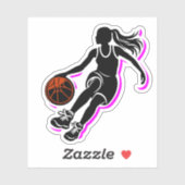 Meisje Basketbal Dribbling Silhouette Sticker (Vel)