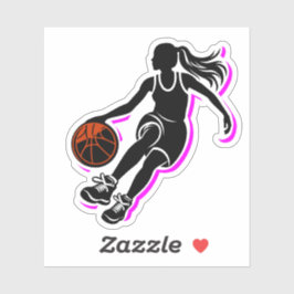 Meisje Basketbal Dribbling Silhouette Sticker