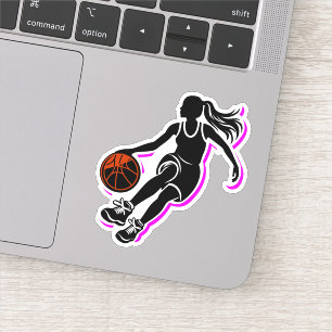 Meisje Basketbal Dribbling Silhouette Sticker