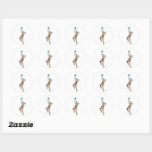 Meisje basketbalspeler ronde sticker (Vel)