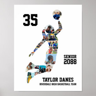 Meisje Basketbalspeler Sporten Aangepaste Foto Col Poster
