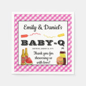 Meisje BBQ Baby-q Baby shower Papieren servetten (Voorkant)