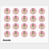Meisje Beer Baby Blocks Ronde Sticker (Vel)