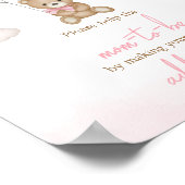 Meisje Beer Ballon Baby shower Envelope Station Poster (Hoek)